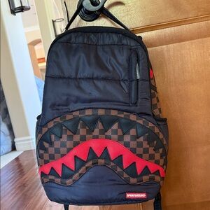 Sprayground Red and Brown Checkered Backpack